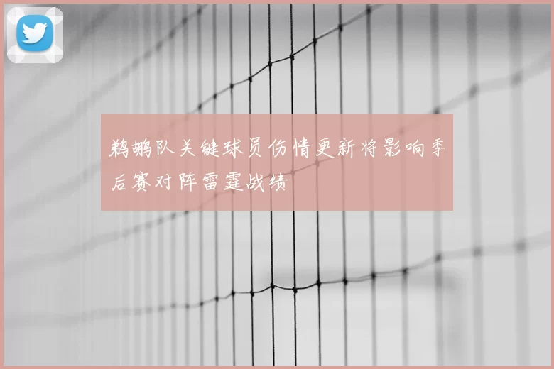鹈鹕队关键球员伤情更新将影响季后赛对阵雷霆战绩